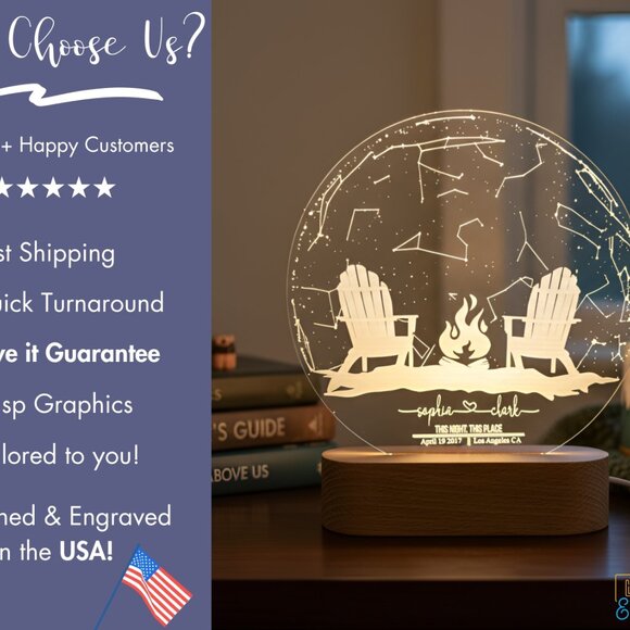 Star Map Night Light | Custom Engagement, Anniversary & Valentine Gift - Picture 4 of 8